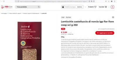 lenticchia in vendita alla coop